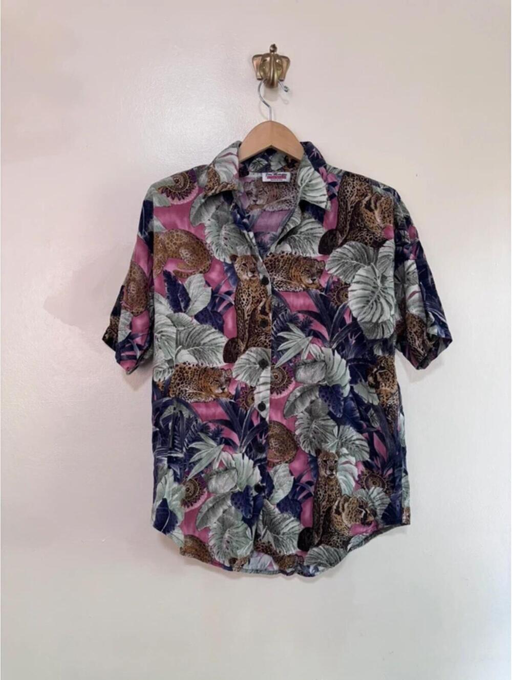 Vintage Leopard and Jungle Print‎ Shirt